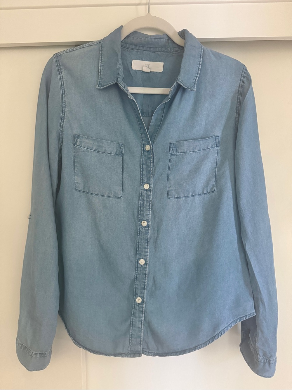 Thread & Supply Medium Wash Blue Chambray Denim Button-Up Shirt